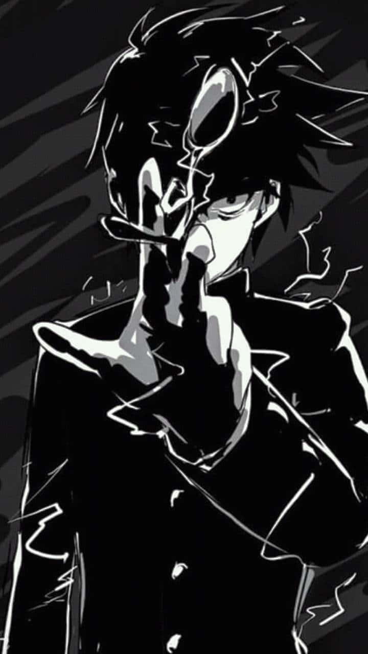 Creative Black And White Mob Psycho Iphone Wallpaper