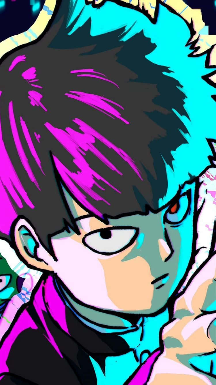 Blue And Purple Mob Psycho Iphone Wallpaper