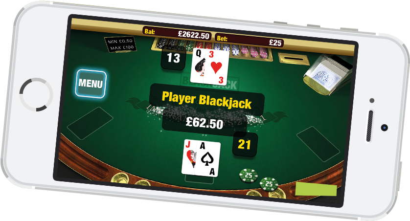Mobile Blackjack Game Winning Hand PNG