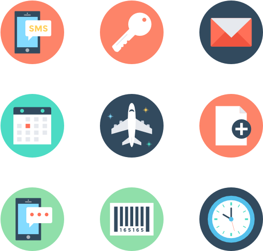 Mobile Communication Travel Icons PNG