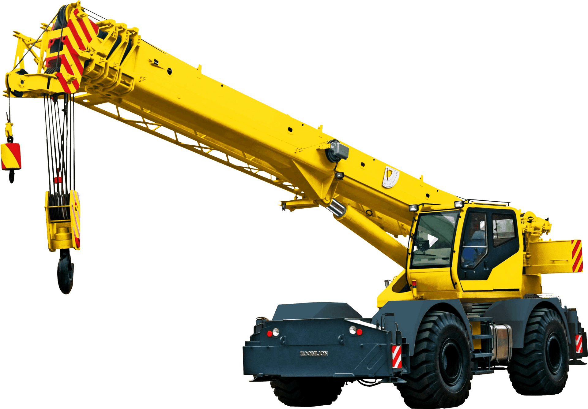 Mobile Crane Yellow Extended Boom PNG
