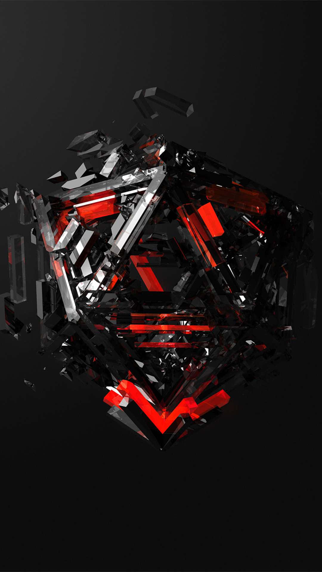 En sort og rød abstrakt design med et rødt lys effekt Wallpaper