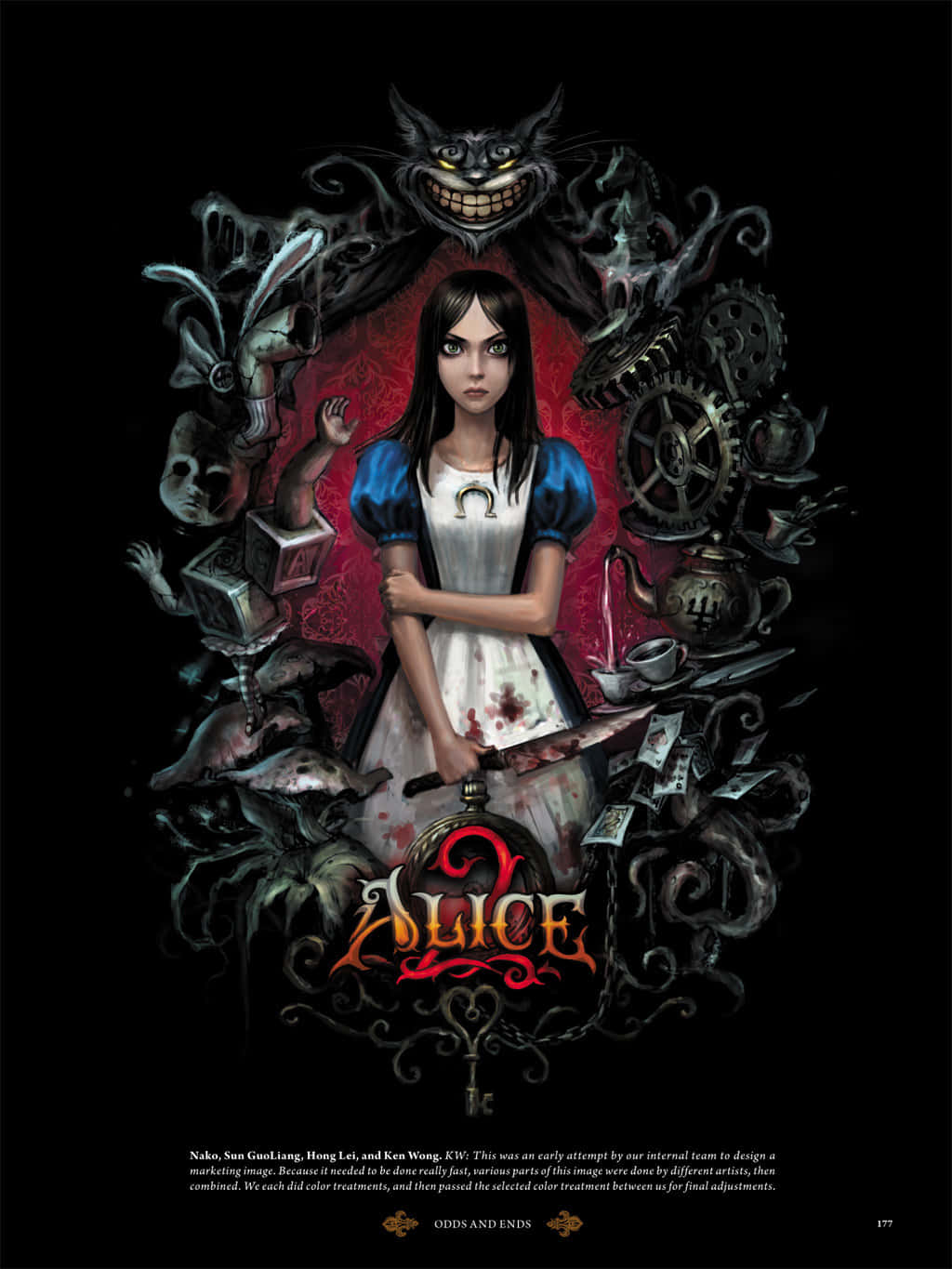 Alice 2-plakat - et sort og hvidt billede af en kvinde med et sværd Wallpaper