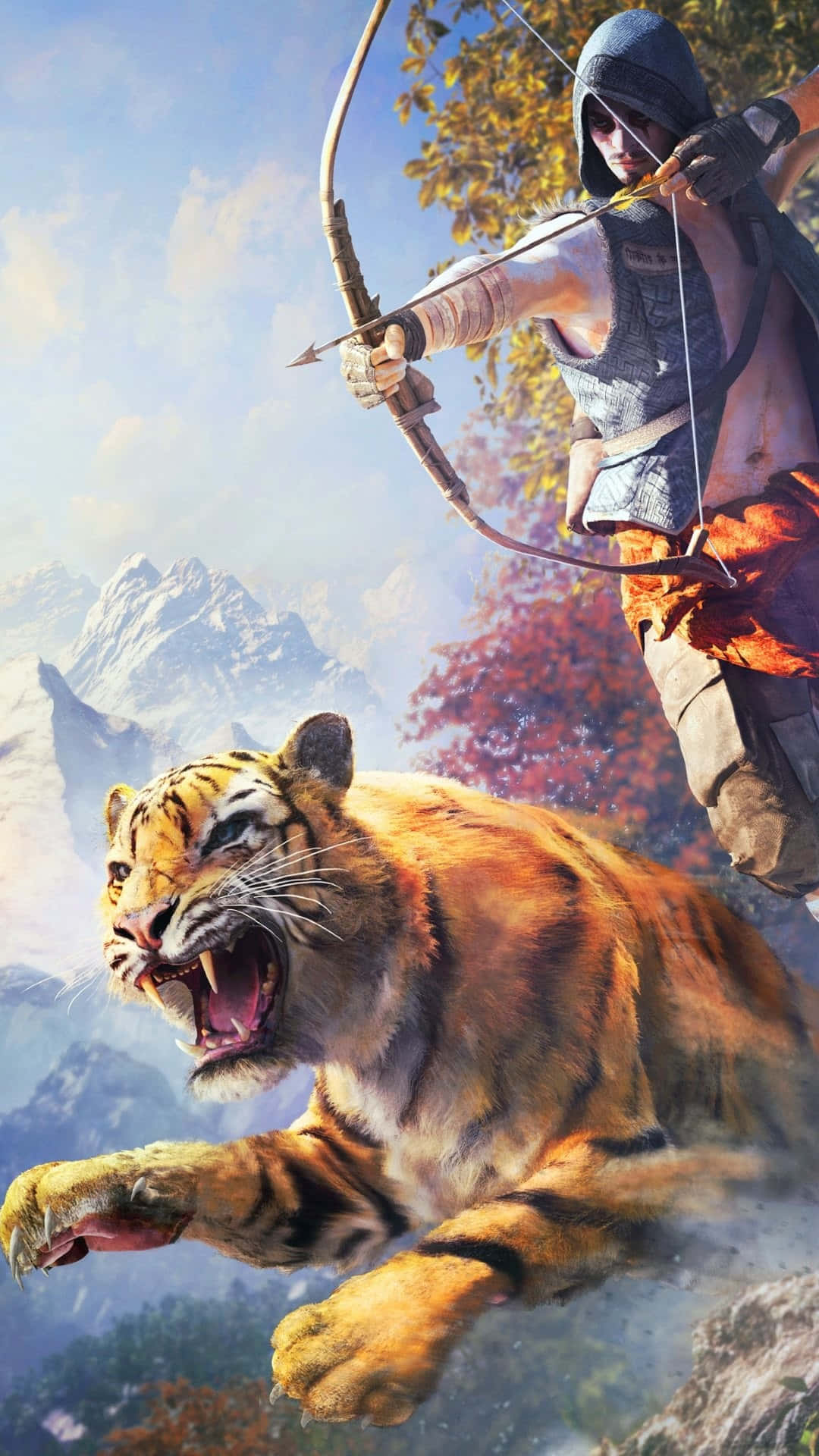 A Man Is Flying Over A Tiger And A Tiger Wallpaper