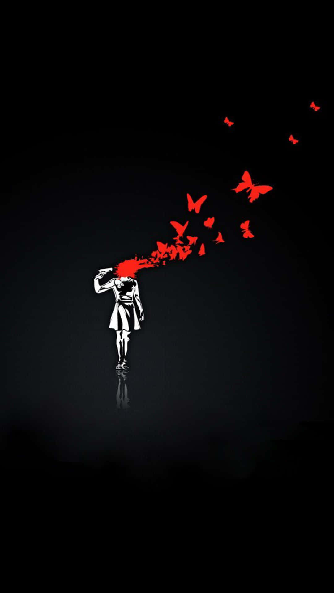 Umhomem Com Cabeça Vermelha E Asas Vermelhas Voando Na Escuridão Papel de Parede