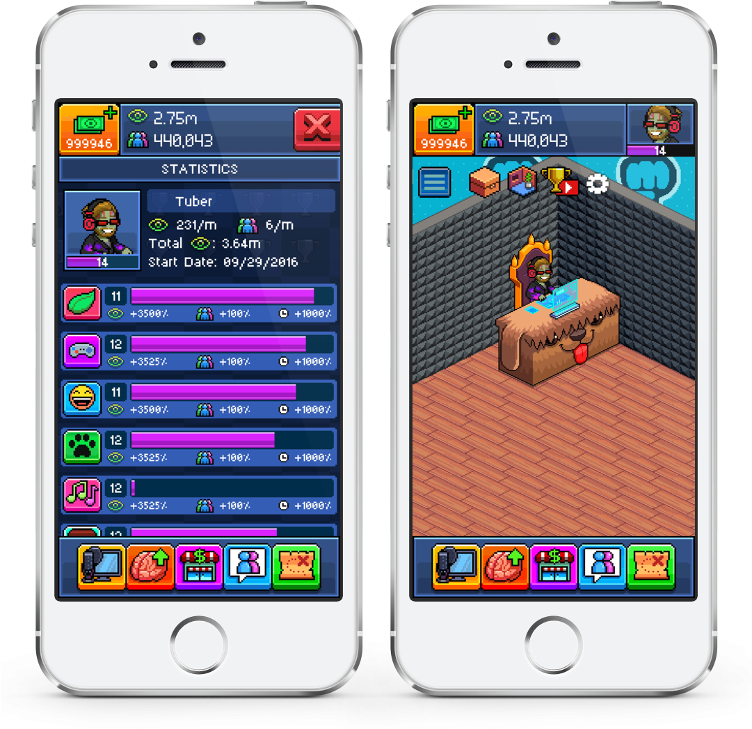 Mobile Gaming Simulation Two Screenshots PNG