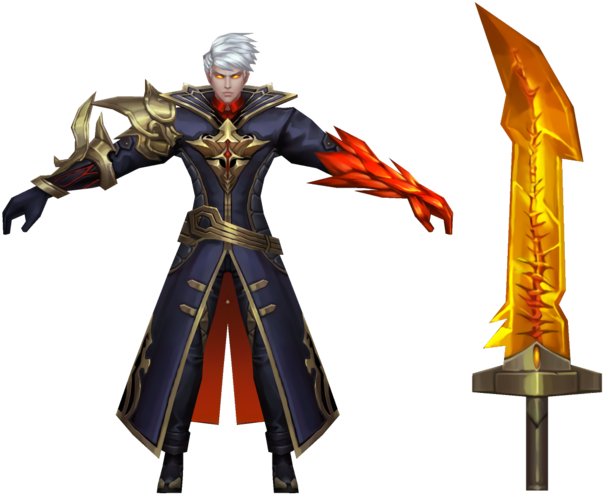 Mobile Legends Hero With Flaming Sword PNG