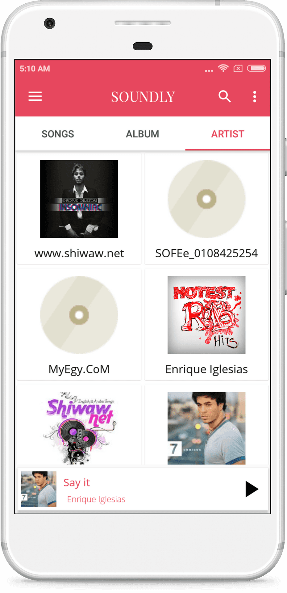 Mobile Music Player Interface PNG