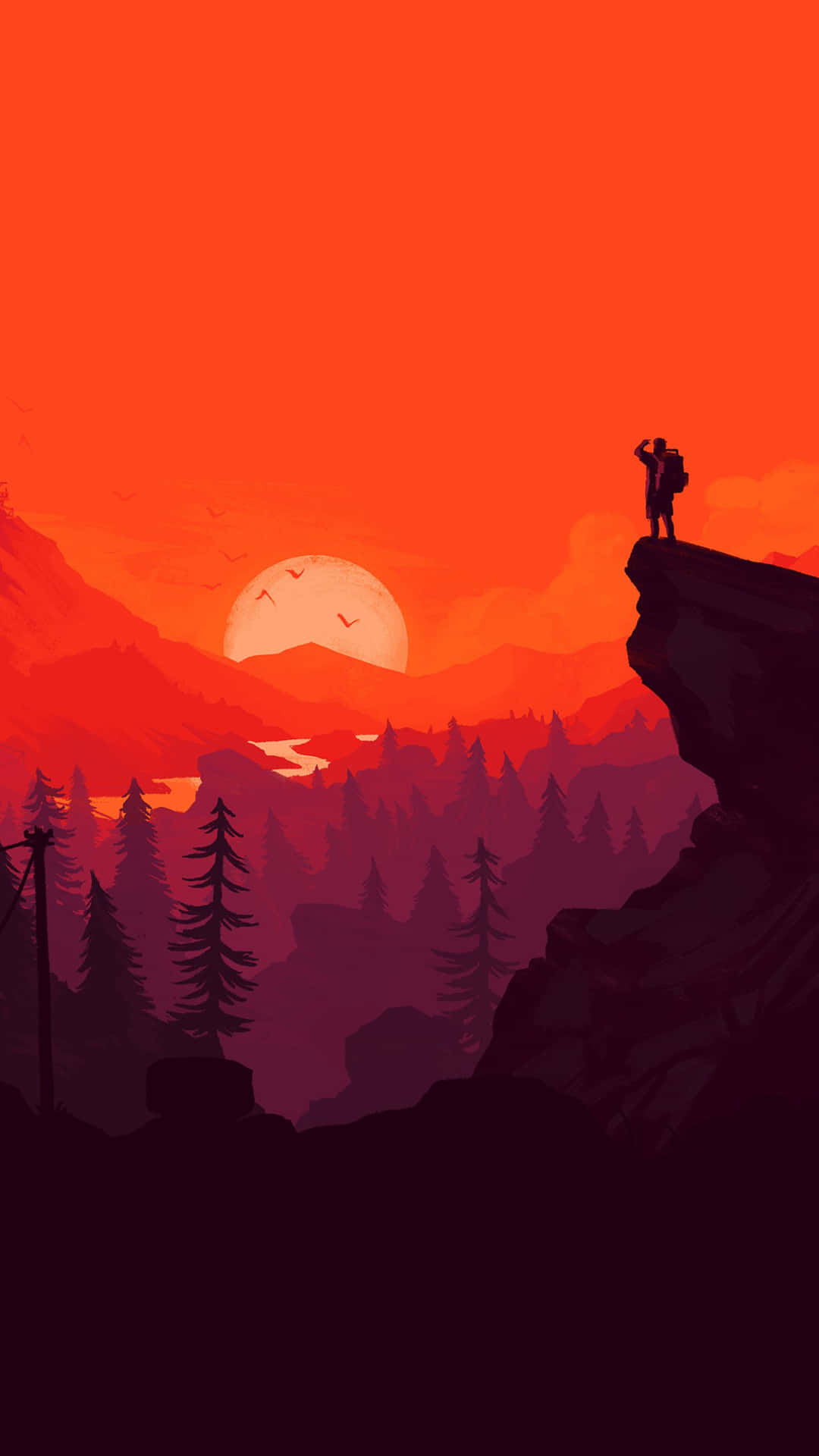 A Man Is Standing On A Cliff Overlooking The Sunset