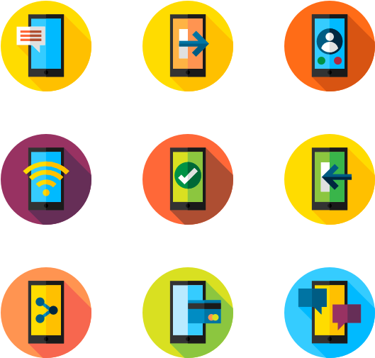 Mobile Phone Features Icons Set PNG