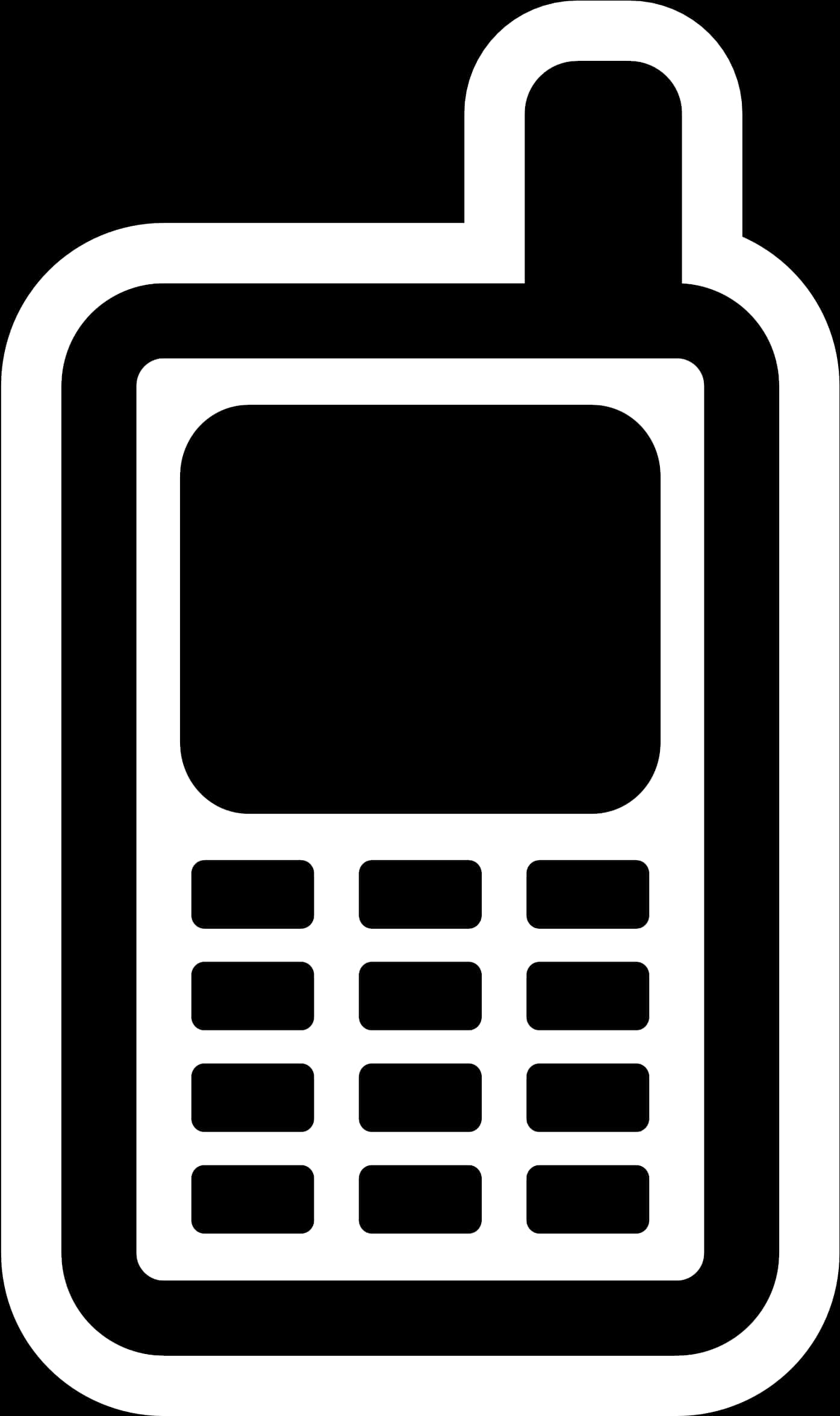 Mobile Phone Icon Blackand White PNG