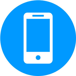 Mobile Phone Icon Blue Background PNG