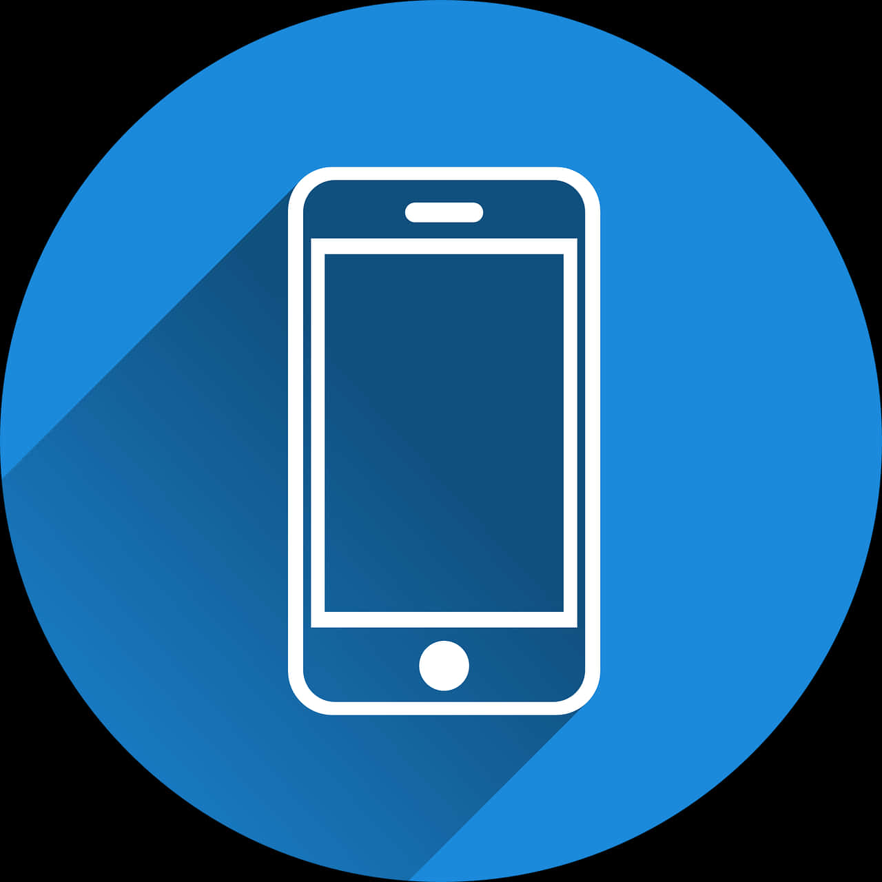 Mobile Phone Icon Blue Background PNG