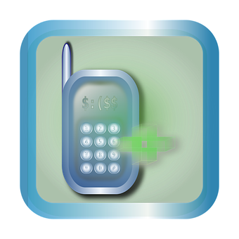 Mobile Phone Icon Glowing Button PNG