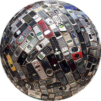 Mobile Phone Mosaic Globe PNG