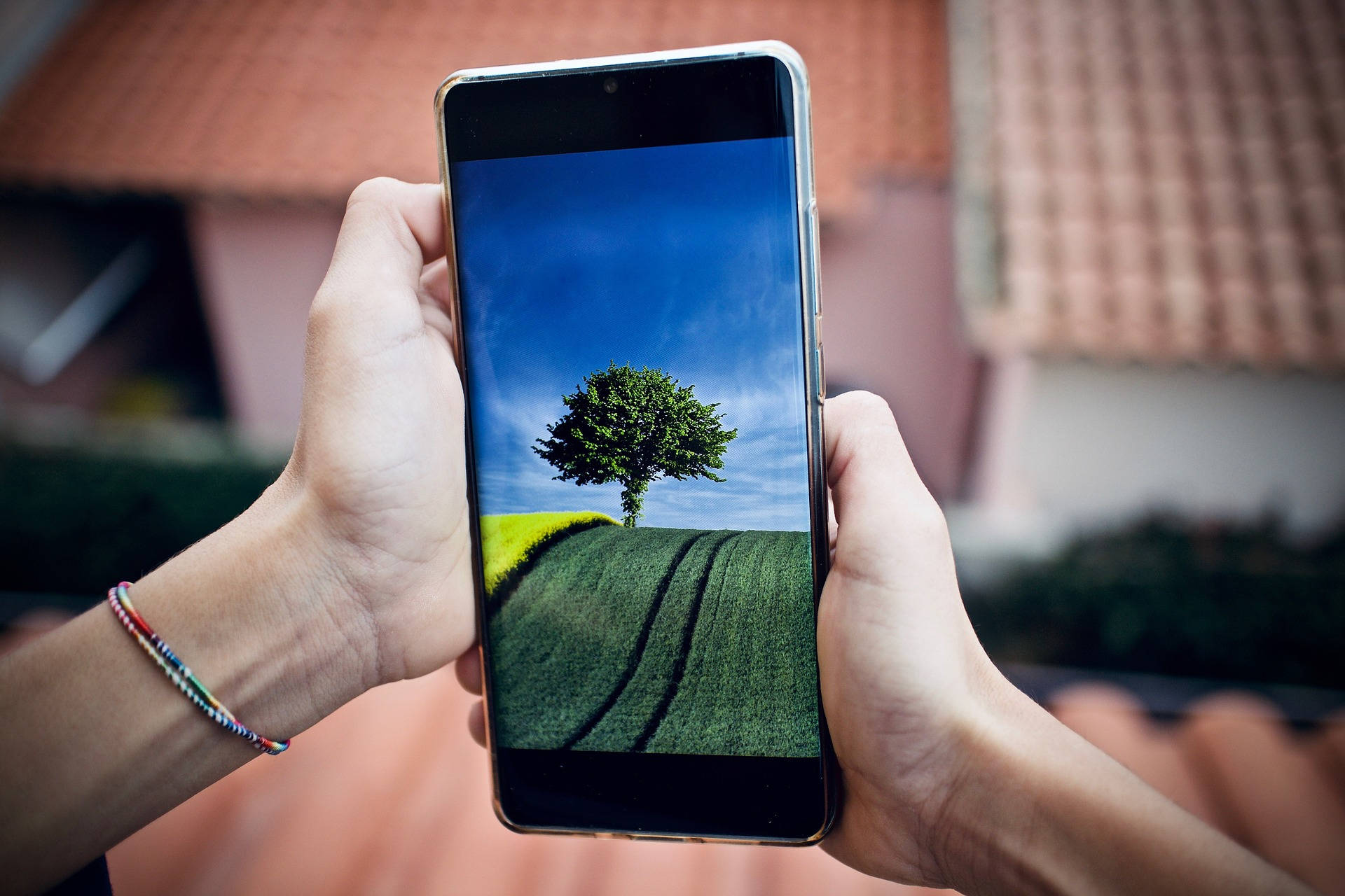 Mobile Phone Tree In A Field Wallpaper