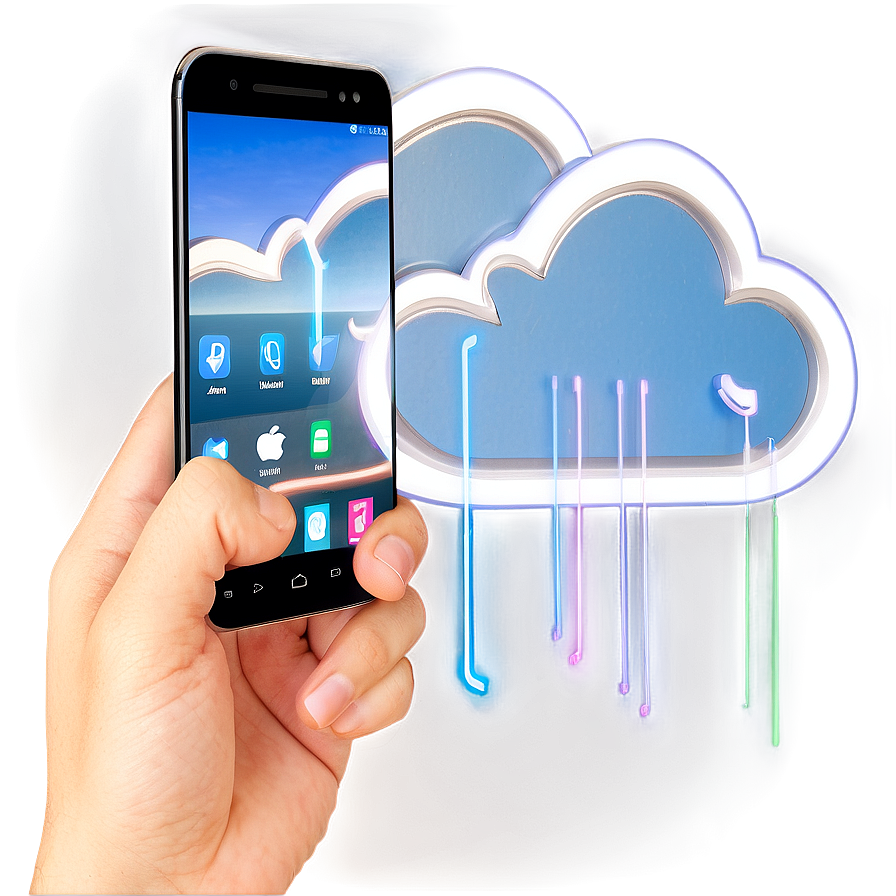 Mobile Phone With Cloud Computing Png Mrk65 PNG