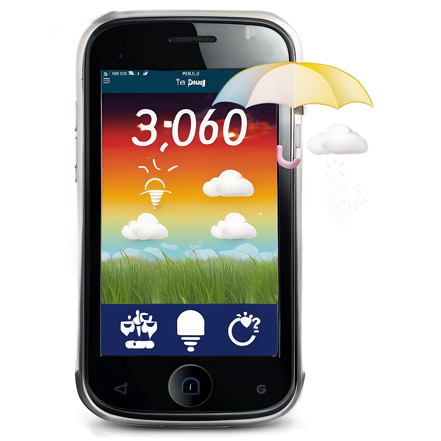 Mobile Phone With Weather Forecast Png Moh17 PNG