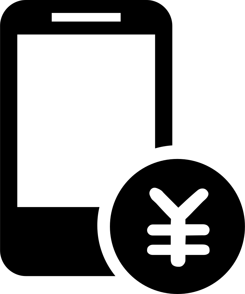 Mobile Phone Yen Symbol Icon PNG