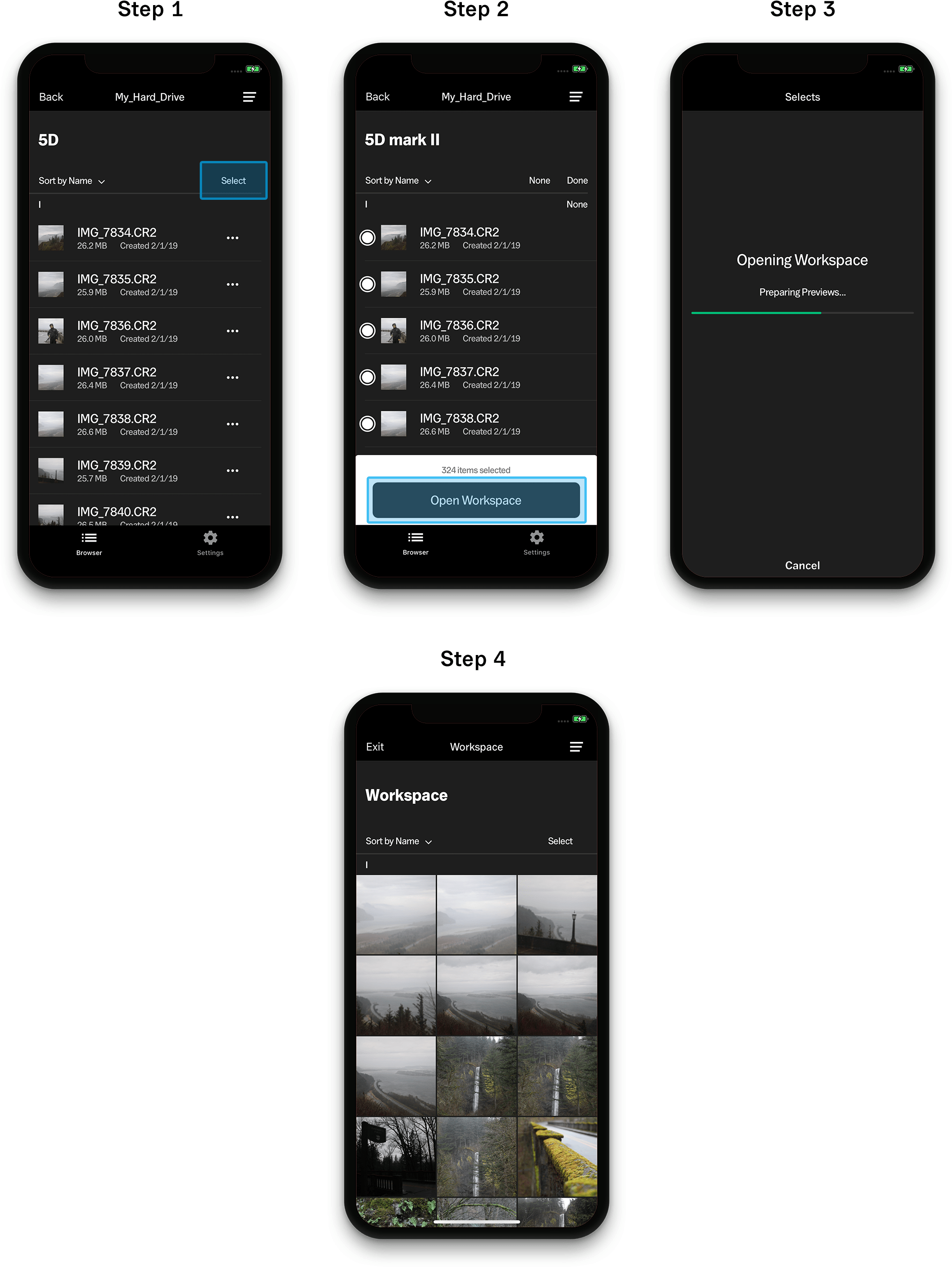 Mobile Photo Management Steps PNG