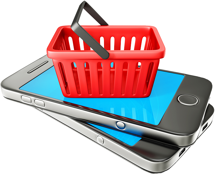 Mobile Shopping Cart Concept PNG