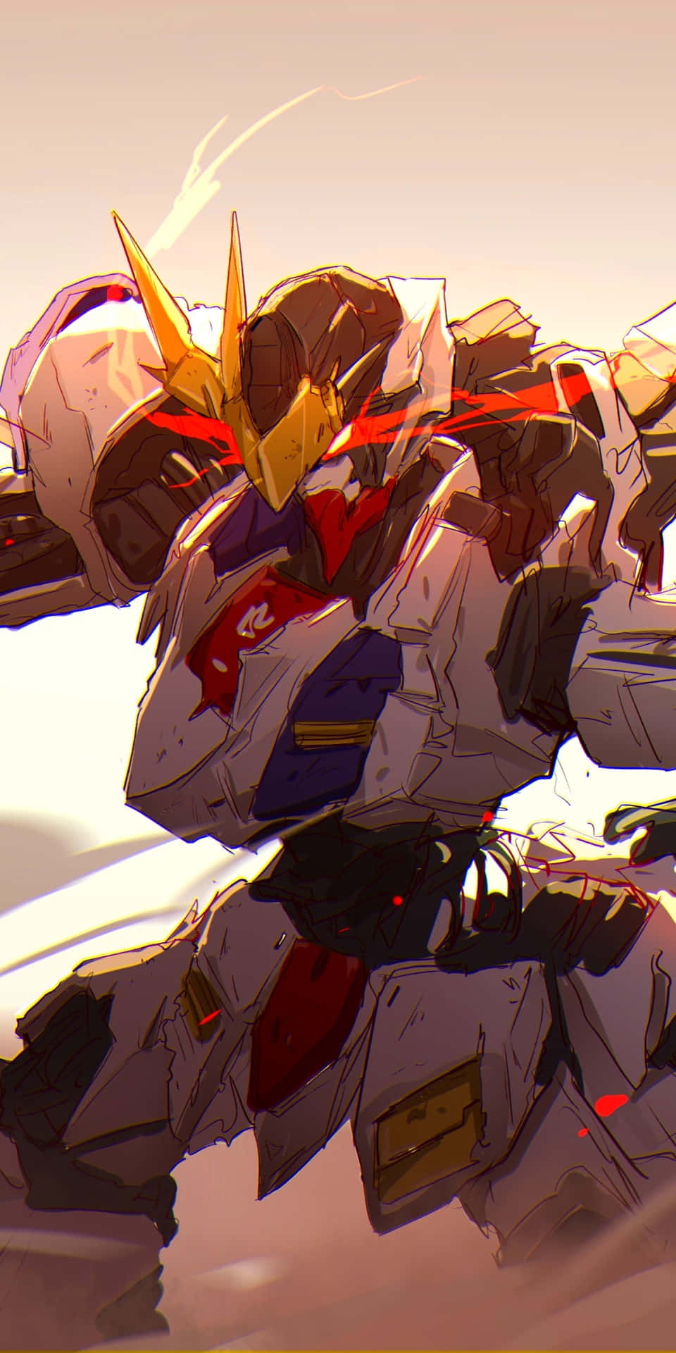 "Mikazuki Augus in the Gundam Barbatos from Mobile Suit Gundam Iron-blooded Orphans" Wallpaper