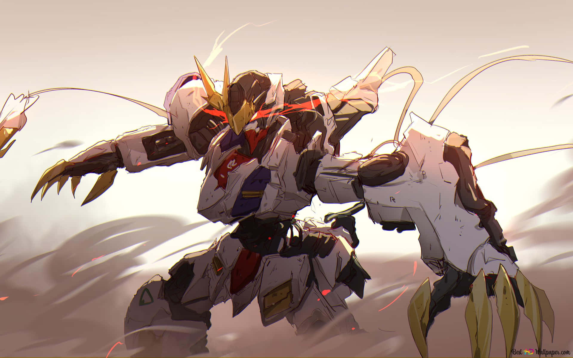 Unsoldado Del Grupo Tekkspaulding Montando Un Mobile Suit De Gundam Iron-blooded Orphans Fondo de pantalla