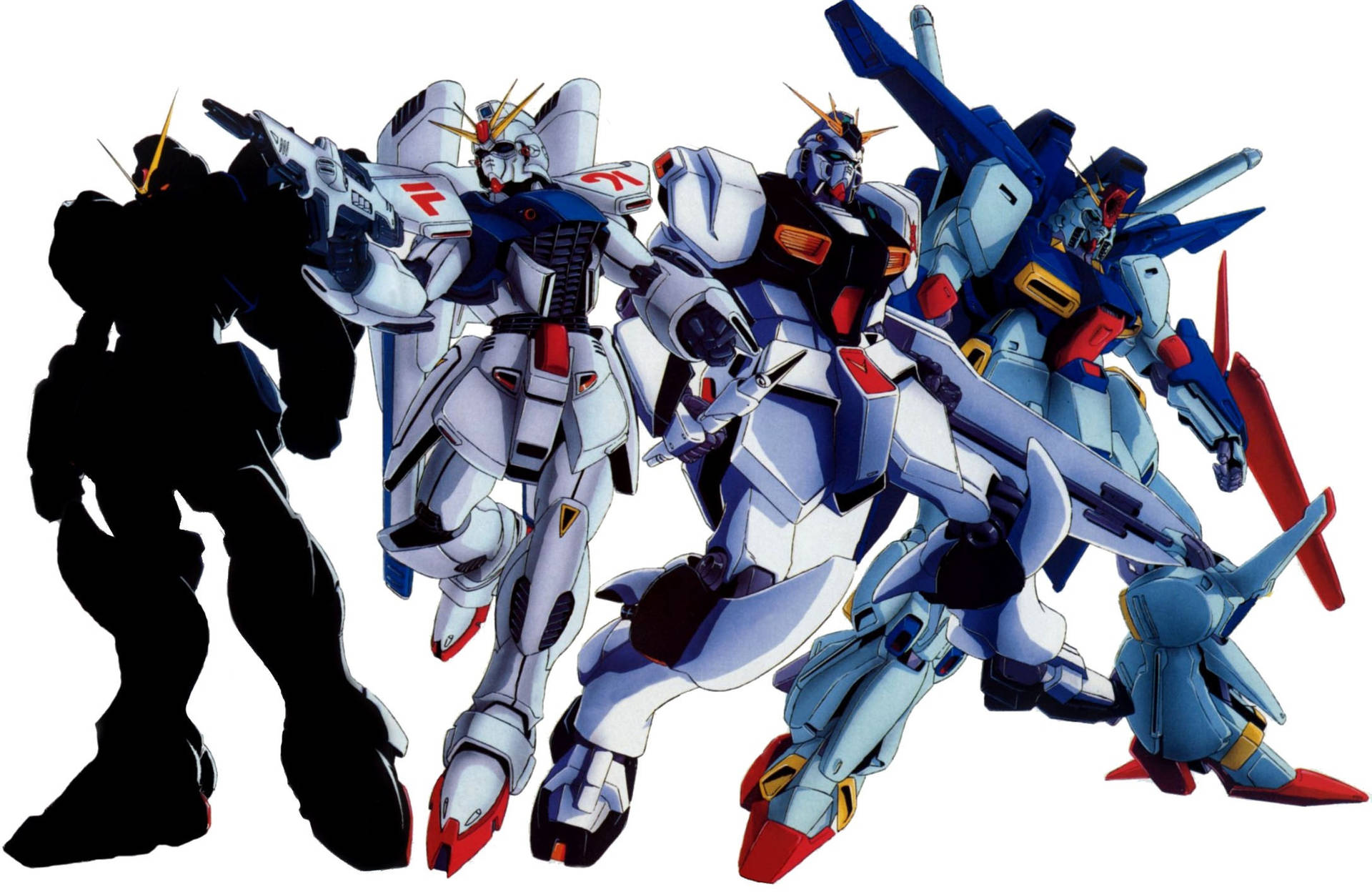 Mobile Suit Gundam With Different Posing Wallpaper