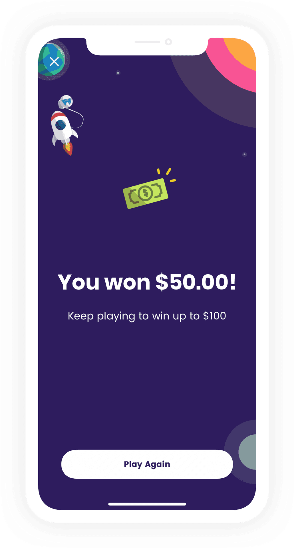 Mobile Win Cash Reward Screen PNG