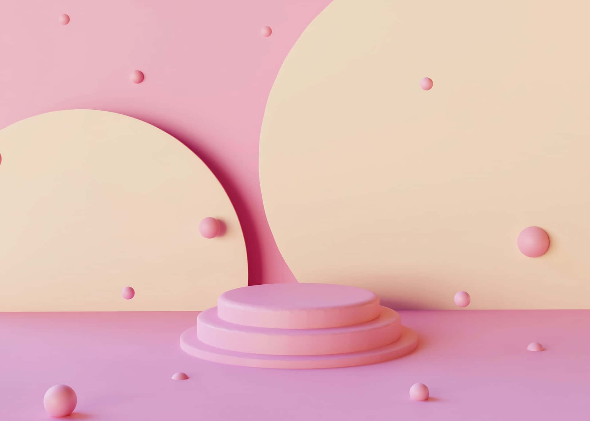 3d Rendering Of A Pink Background With Circles And Circles