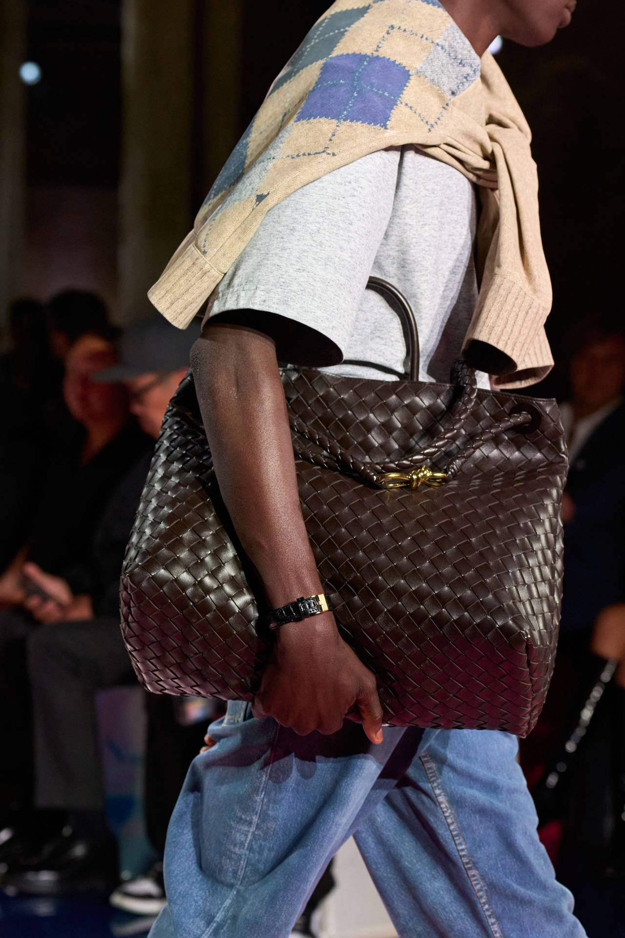 Model Carrying Brown Bottega Veneta Bag Background