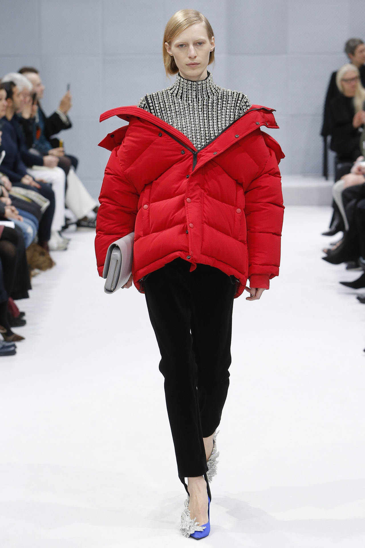 Model In Balenciaga Red Jacket Wallpaper