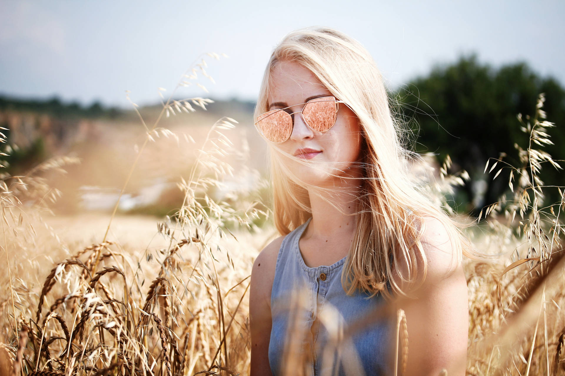 Model In Wheat Field