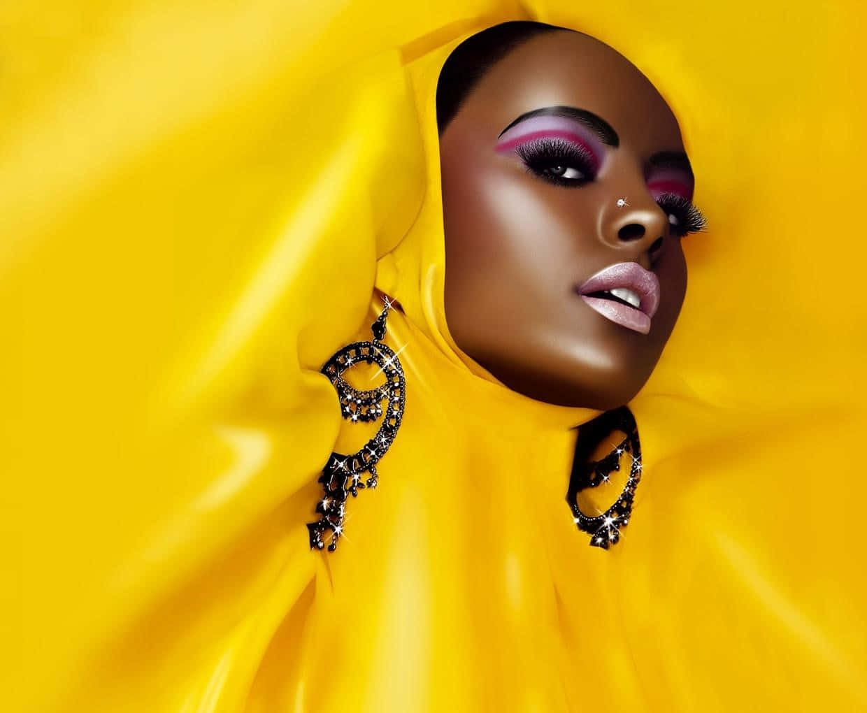 Model South African Woman Yellow Headdress Wallpaper