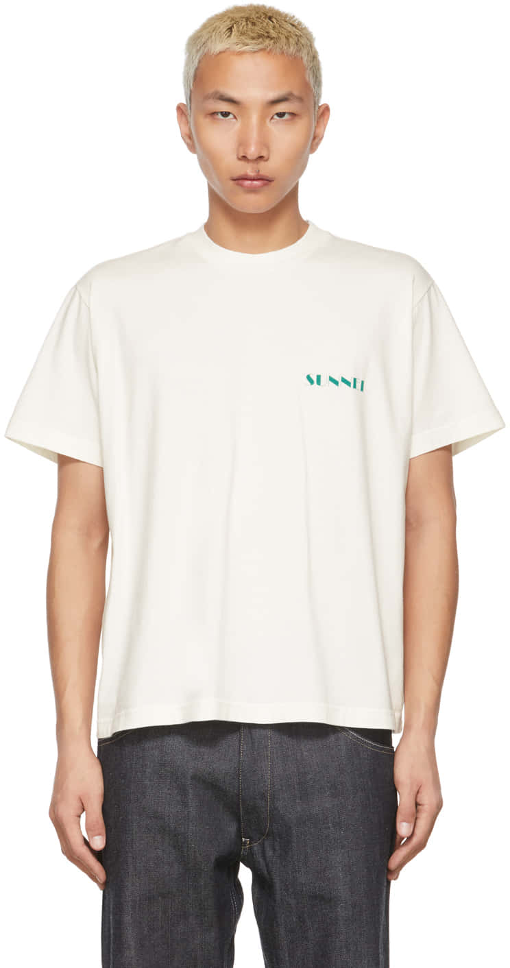 Model Wearing Plain White Sunnei Shirt Wallpaper