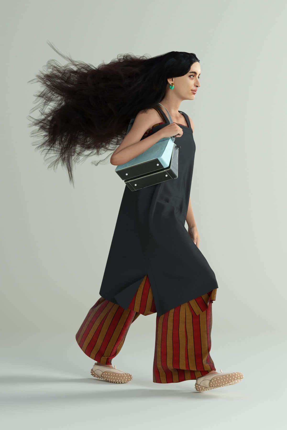 Model With Long Hair Sunnei Spring 2022 Menswear Wallpaper