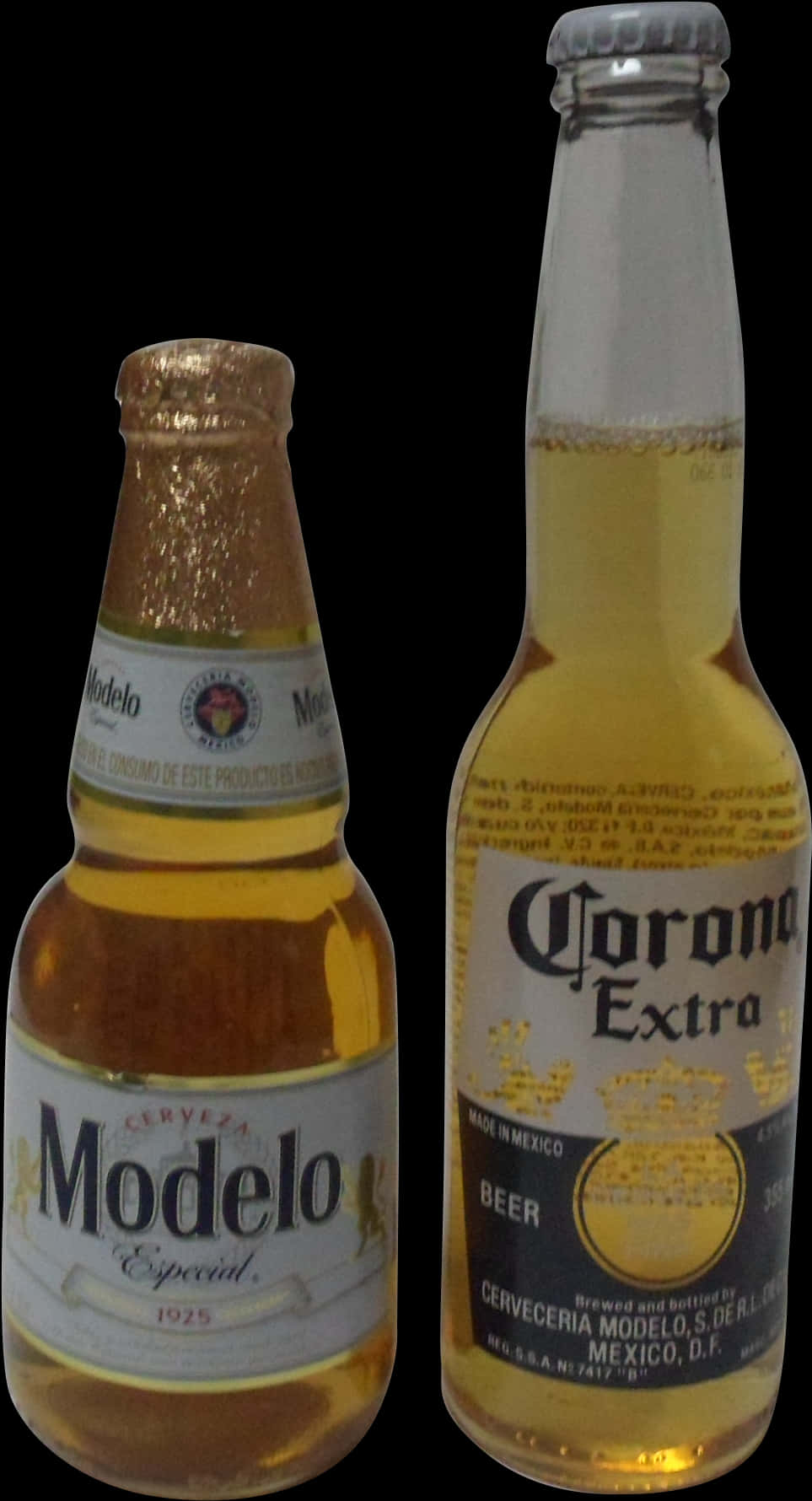 Modeloand Corona Extra Beer Bottles PNG