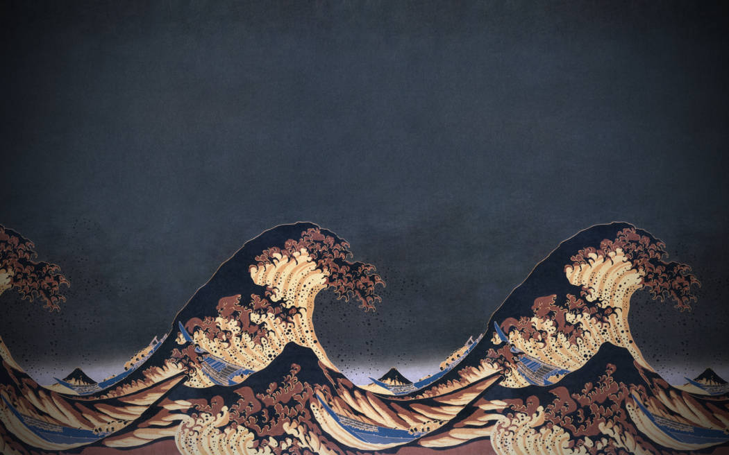 Moderne Abstrakte Japanske Bølger Wallpaper