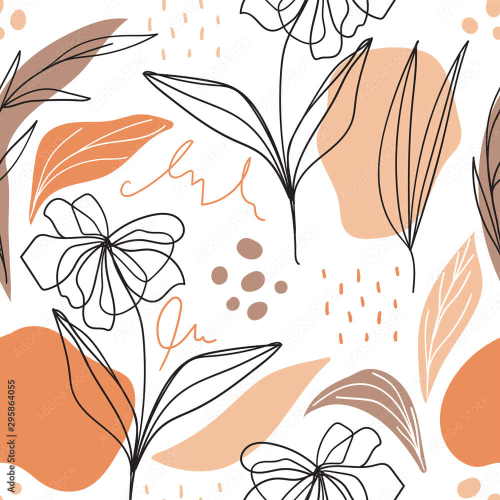 A Seamless Pattern With Flowers And Leaves Wallpaper