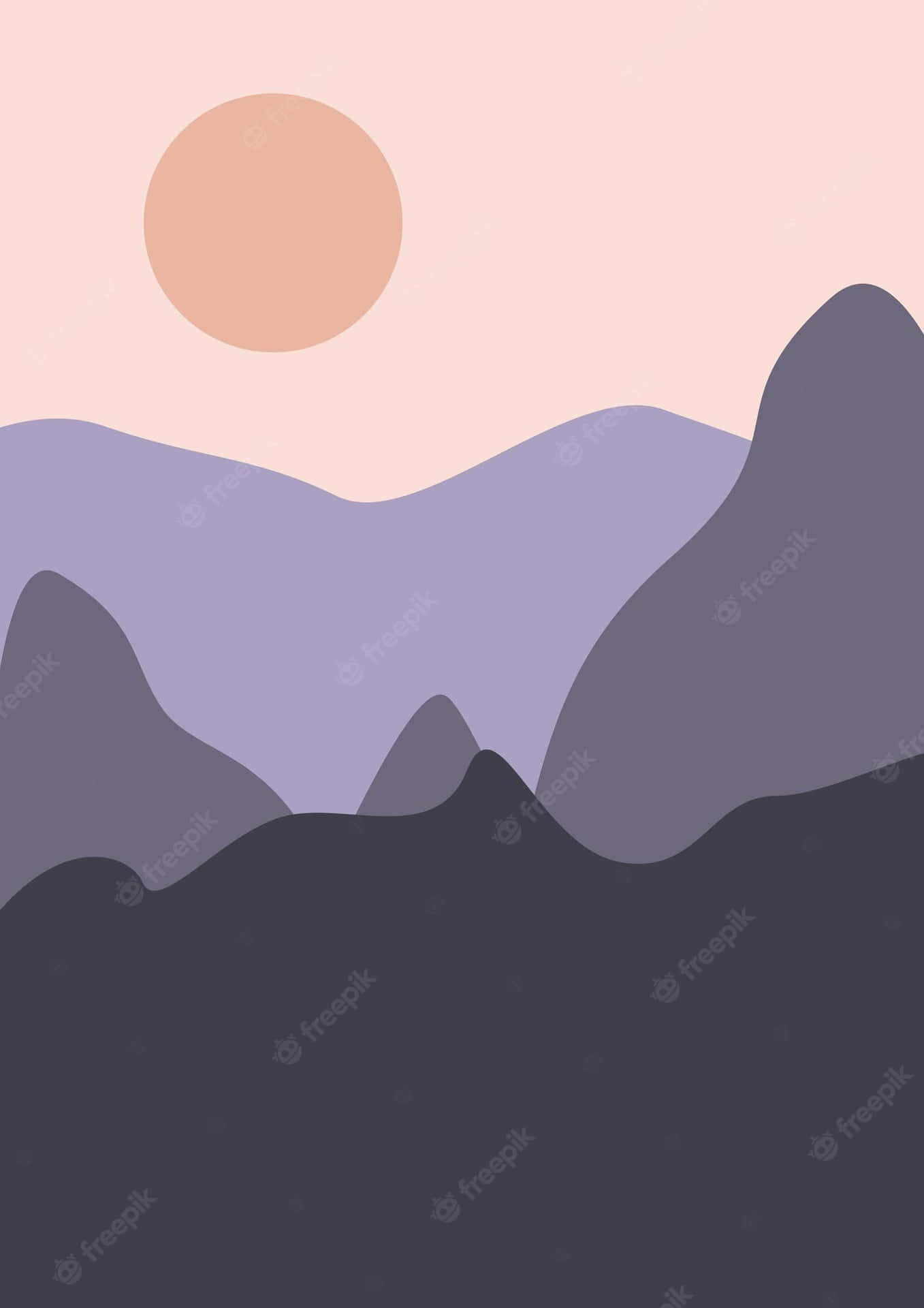 A Mountain Landscape With A Sunset Wallpaper