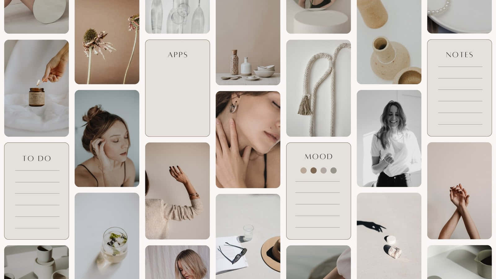 A Collage Of Photos Of Women And Their Products Wallpaper