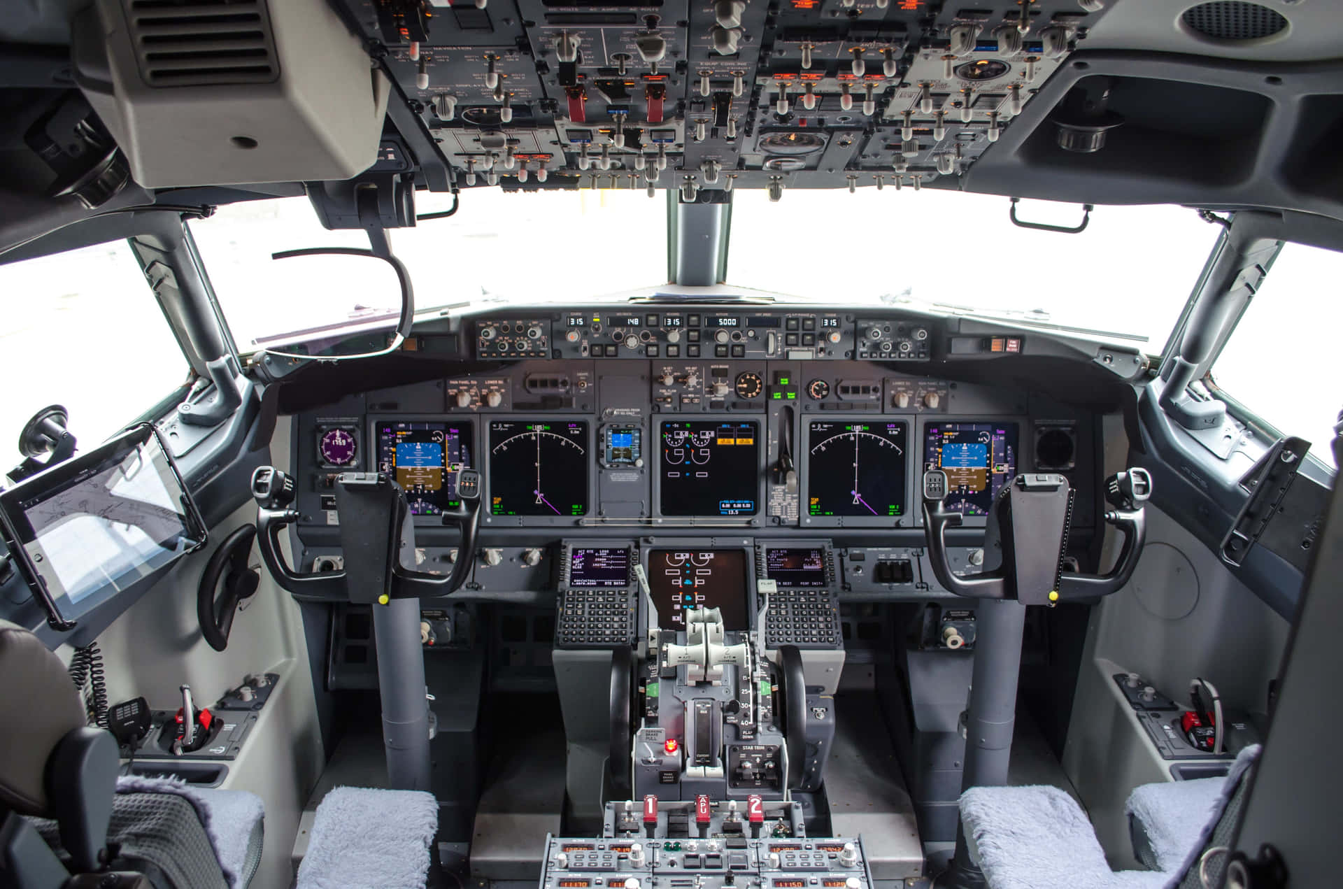 Modern Airliner Cockpit View Wallpaper