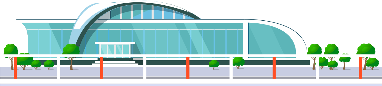 Modern Airport Terminal Exterior Vector PNG