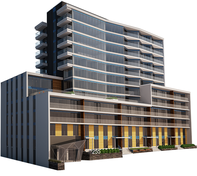 Modern Apartment Complex Rendering PNG