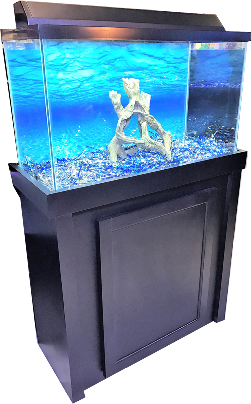 Modern Aquariumwith Decorative Wood PNG