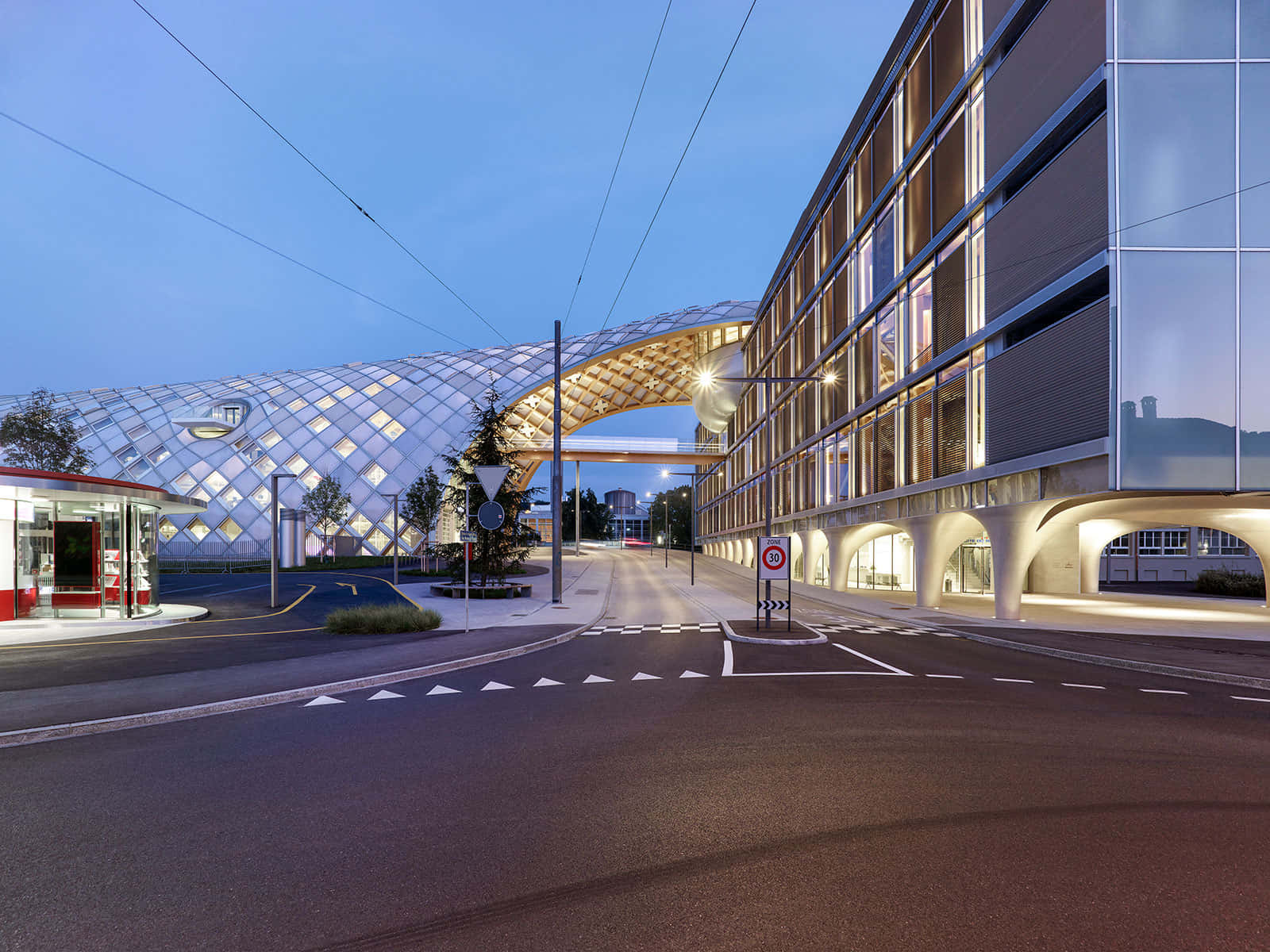 Modern Architecture Biel Bienne Twilight Wallpaper