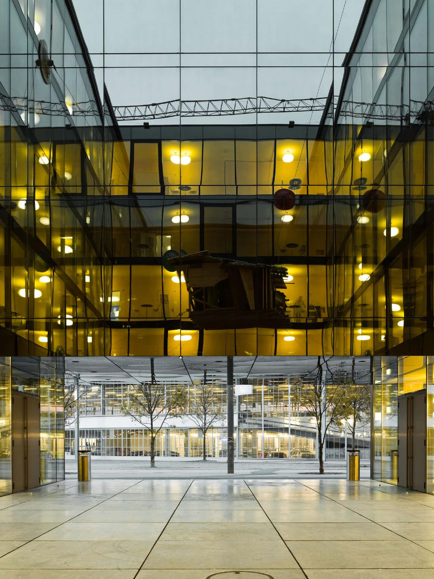 Modern Architecture Glass Building Biel Bienne Wallpaper