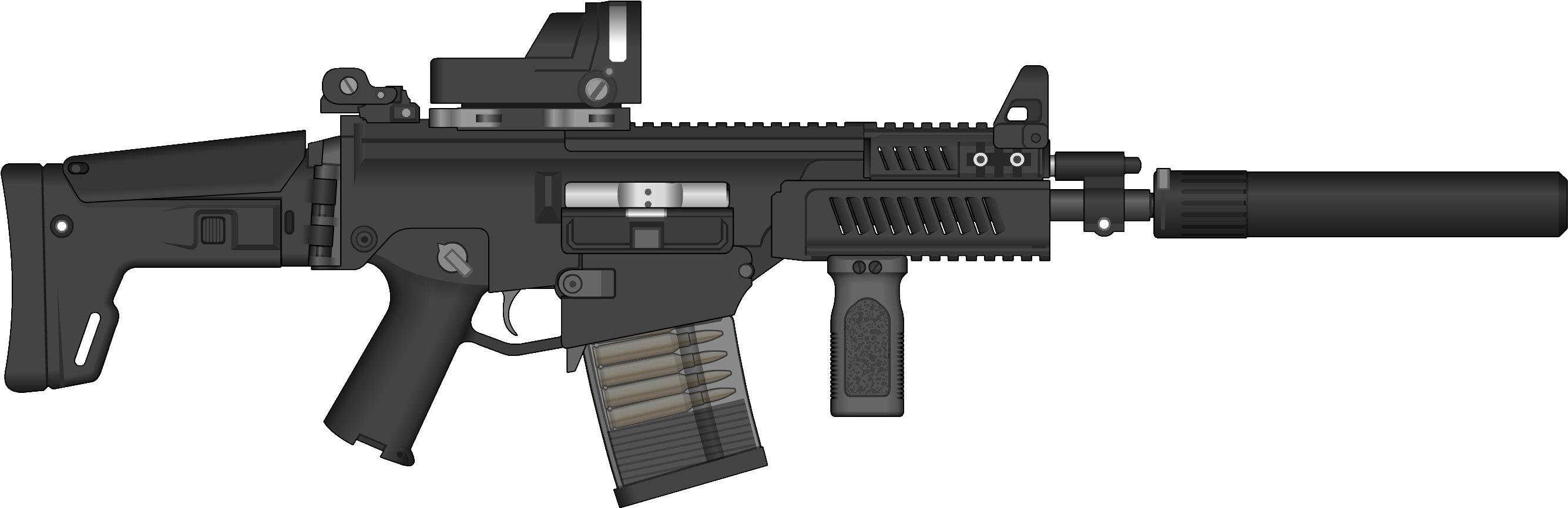 Modern Assault Rifle Illustration PNG