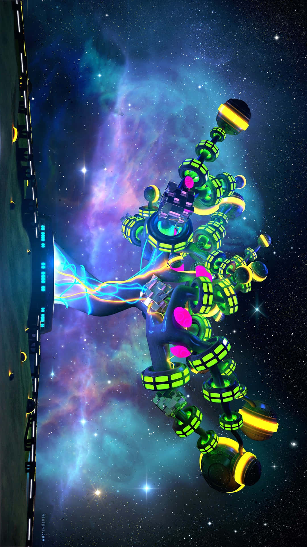 Astronautamoderno Nel Colorato Galaxy 4k Del Telefono Sfondo