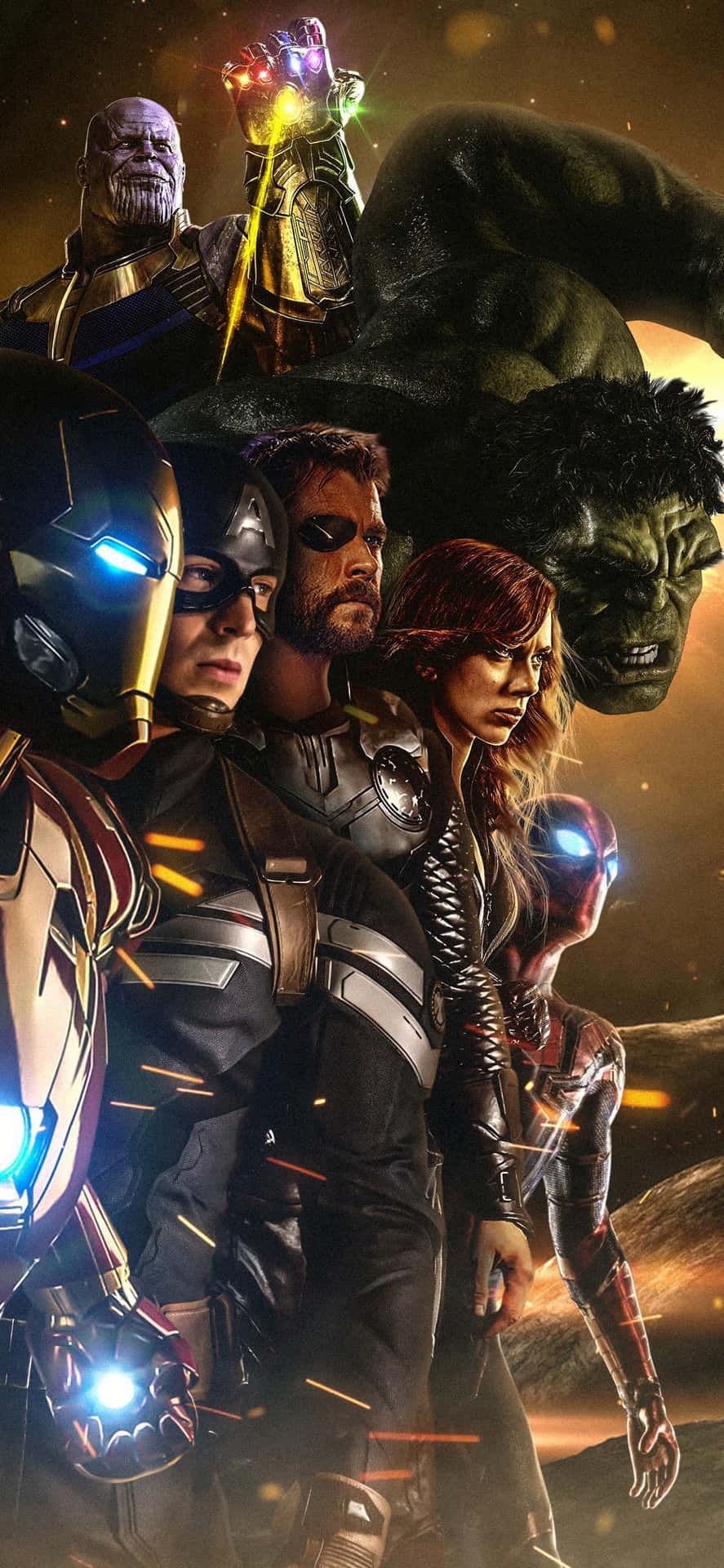 Modern Avengers iPhone Gold Dark Art Wallpaper